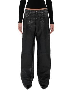Haikure Bonnie Leather High Rise Straight Jeans - Black