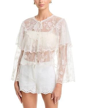 LoveShackFancy Tourelle Sheer Lace Blouse - White