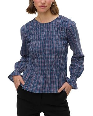 Vero Moda Vmolive Long Sleeve Smock Top - Blue