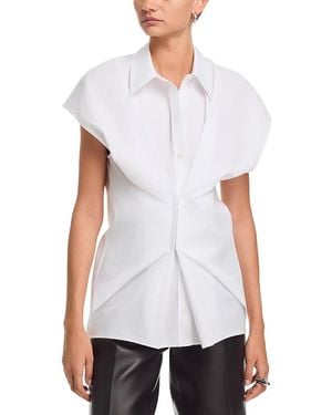 McQueen Gathered Short Sleeved Shirt - White