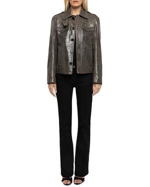 Zadig & Voltaire Veram Glossy Leather Jacket - Black