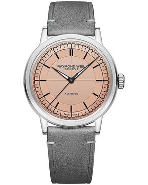 Raymond Weil Millesime Automatic Leather Strap Watch, 39.5Mm - Gray