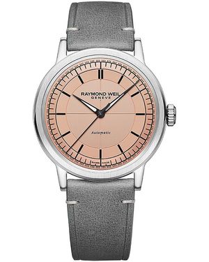 Raymond Weil Millesime Automatic Leather Strap Watch, 39.5Mm - Gray