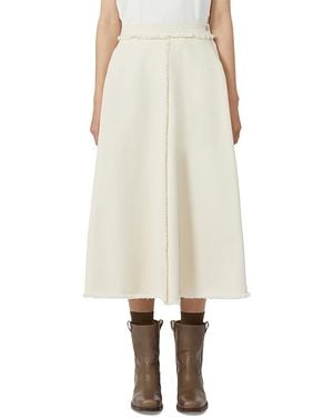 Weekend by Maxmara Alvaro Fringe Trim Midi Skirt - Natural