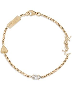 Saint Laurent Cassandre Heart Charm Bracelet - Metallic