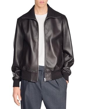 Sandro Harry Full Grain Leather Jacket - Black