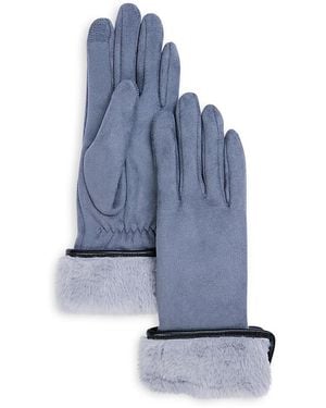 Echo Faux Fur Cuff Stretch Tech Gloves - Blue