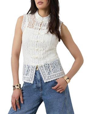 Mint Velvet Lace Detail Military Top - Blue
