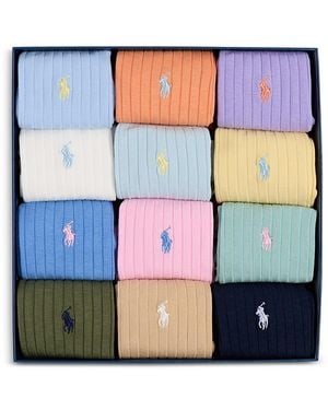 Polo Ralph Lauren Egyptian Cotton Socks Gift Box, Pack Of 12 - Blue