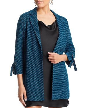 Misook Diagonal Stripe Tie Cuff Jacket - Black