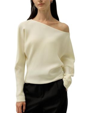 LILYSILK Long Sleeve Gathered Silk Top - Natural