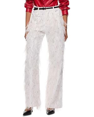 Pinko Tigra Cotton Feather Embellished Wide Leg Pants - Multicolor