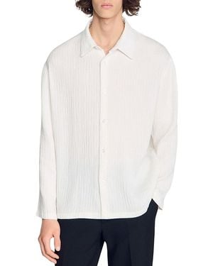 Sandro Fw26 Crinkled Loose Fit Shirt - White