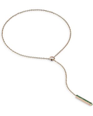 WALTERS FAITH 18K Rose Emerald Bar Lariat Necklace, 20 - Metallic