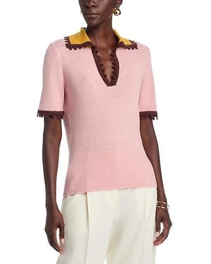 La DoubleJ Cotton Cashmere Picket Polo Shirt - Pink