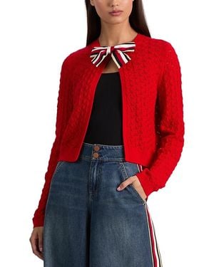 Alice + Olivia Dollie Bow Cardigan - Red