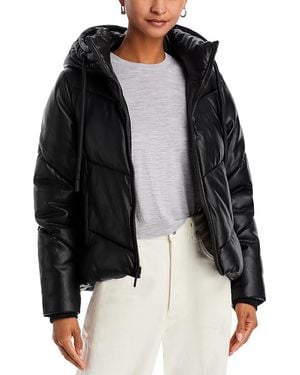 Andrew Marc Faux Leather Puffer Jacket - Black