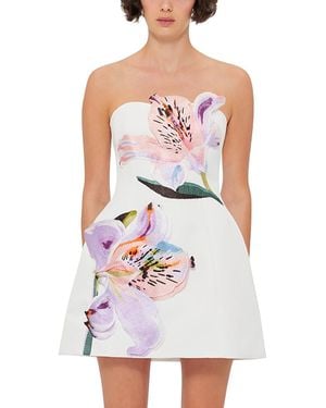 LEO LIN Rosario Applique Floral Bustier Mini Dress - White