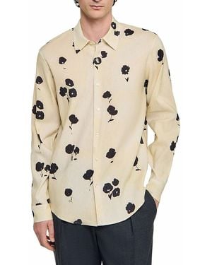 Sandro Water Flower Button Front Shirt - Natural
