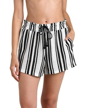 La Blanca Boardwalk Stripe Swim Cover-Up Shorts - Black