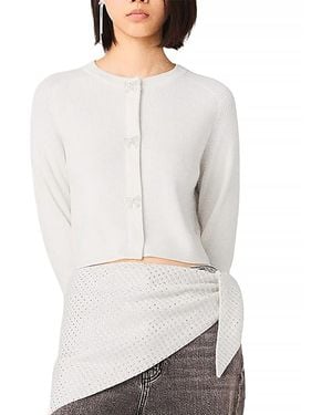 Maje Bow Jewelry Button Wool Cardigan - White