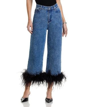 Aqua Feather Trim Jeans - Blue