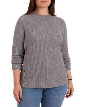 NIC+ZOE Side Button Waffle Knit Top - Gray