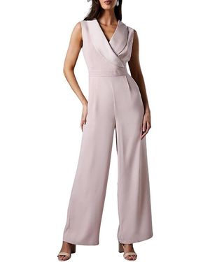 Coast Crepe V-Neck Wrap Wide Leg Jumpsuit - Purple