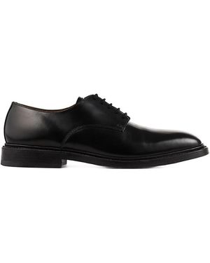 Sandro Glazed Leather Derby Shoes - Black
