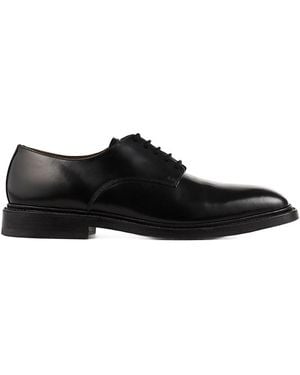 Sandro Glazed Leather Derby Shoes - Black