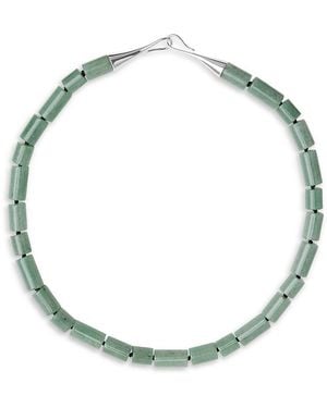LIE STUDIO Sadie Gemstone Beaded Necklace, 7.8 - Green
