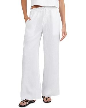 Bella Dahl Ruffle Waist Wide Leg Linen Pants - White