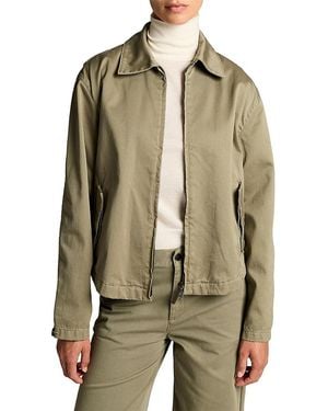 Vince Washed Cotton Zip Front Jacket - Green