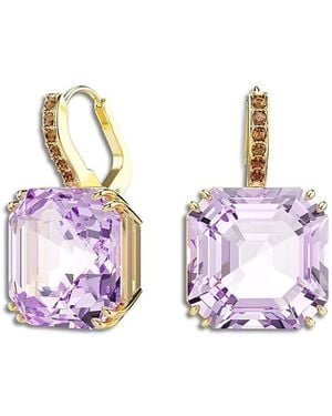 Swarovski Millenia Square Crystal Drop Earrings - Purple
