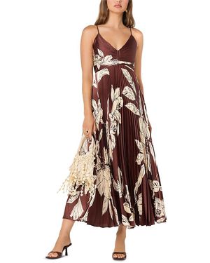 Astr Clea Pleated Maxi Dress - Brown