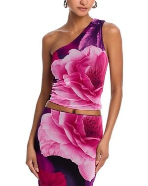 Aqua Floral Mesh Top - Purple