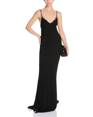 Stella McCartney Embellished V Neck Gown - Black