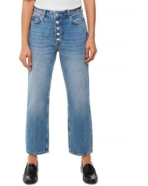 Whistles Hollie Button-Fly High Rise Cropped Straight Jeans - Blue