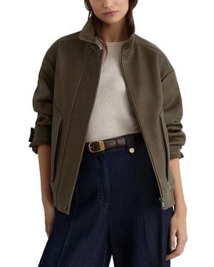 Reiss Cara Leather Jacket - Brown