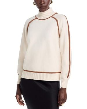 Tahari Mock Contrast Piping Jumper - Natural
