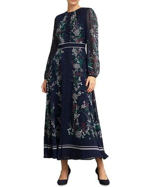 Hobbs Sia Silk Dress - Blue