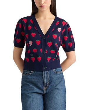 NVLT Puff Sleeve Jacquard Cardigan - Blue