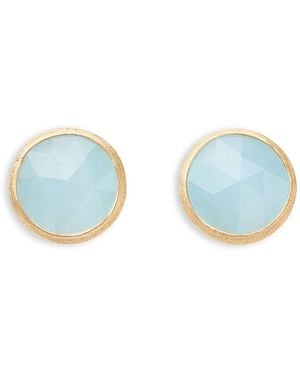 Marco Bicego 18K Jaipur Color Aquamarine Oval Stud Earrings - Blue