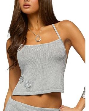 Edikted Teagyn Backless Metallic Knit Top - White