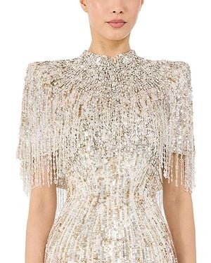 Jenny Packham Ellen Mock-Neck Beaded Top - Brown