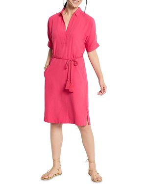 NIC+ZOE Rumba Linen Blend Belted Dress - Pink