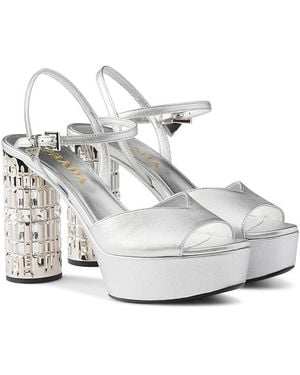 Prada Mordore Nappa Leather Platform Sandals - White