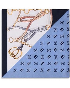 Maje Equestrian Motif Silk Scarf - Blue