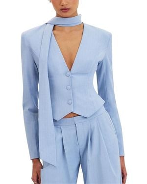 Miss Circle Renley Pinstripe Peplum Blazer - Blue