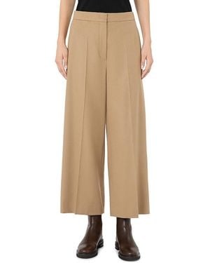 Max Mara Mstmarengo Wool Wide Leg Pants - Natural
